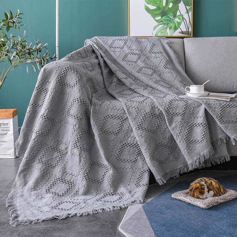 Nordic ins cotton thread sofa release full cover solid color sofa towel blanket single net red sofa cover sofa cushion cover cloth