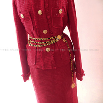 Engraved vintage adjustable bag real gold belt wearing leather multi-layer waist chain middle ancient high-end dress round coin accessories