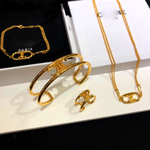 (Hard goods)Arc de Triomphe series jewelry Stud earrings Bracelet Necklace Earrings Ring bracelet Copper plated thick gold for men and women