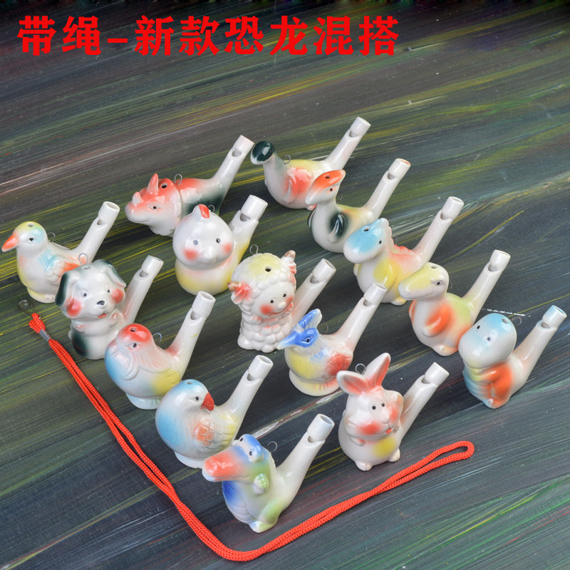 New water bird whistle children's gifts add water to blow out bird calls with lanyards ceramic zodiac dinosaur cartoon water whistle