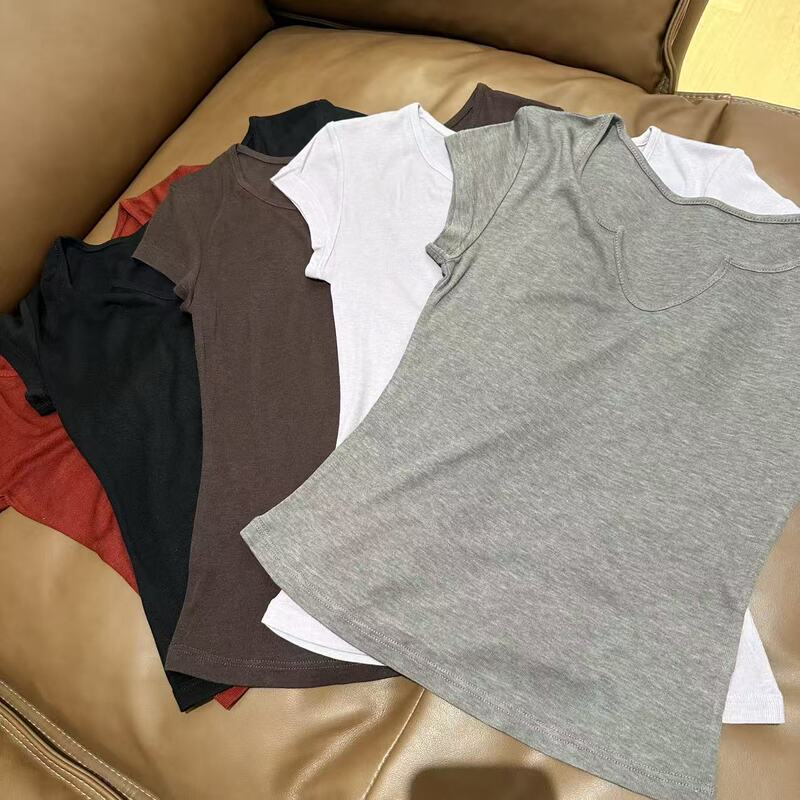 (No Returns, No Exchanges) Keep It for Yourself, Red and Gray. Look Carefully at the Material. Thumbs Up. Scissor Collar Slimming Top