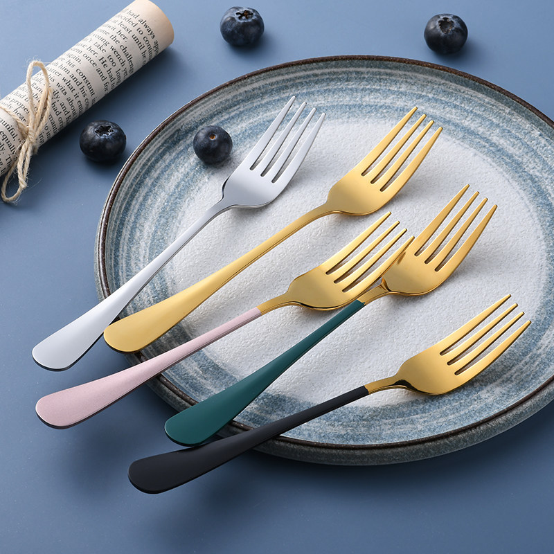 Cute Household Fork for Eating Instant Noodles, Western Food, Pasta, Salad, Steak, Stainless Steel Fork, Single High-Quality Tableware