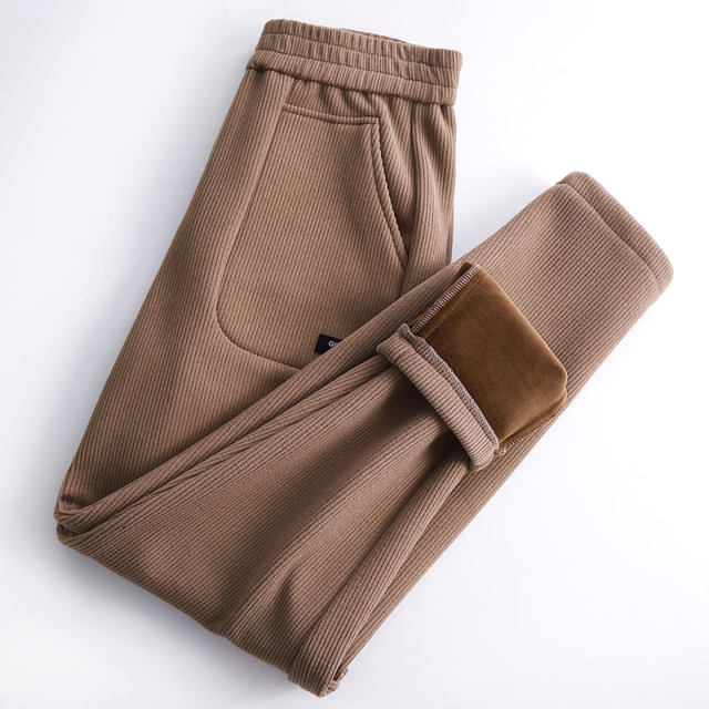 Pants Women's Loose Straight Stretch Corduroy Pants 2023 Autumn and Winter Fashion Sports Pants Plus Velvet Casual Bloomers