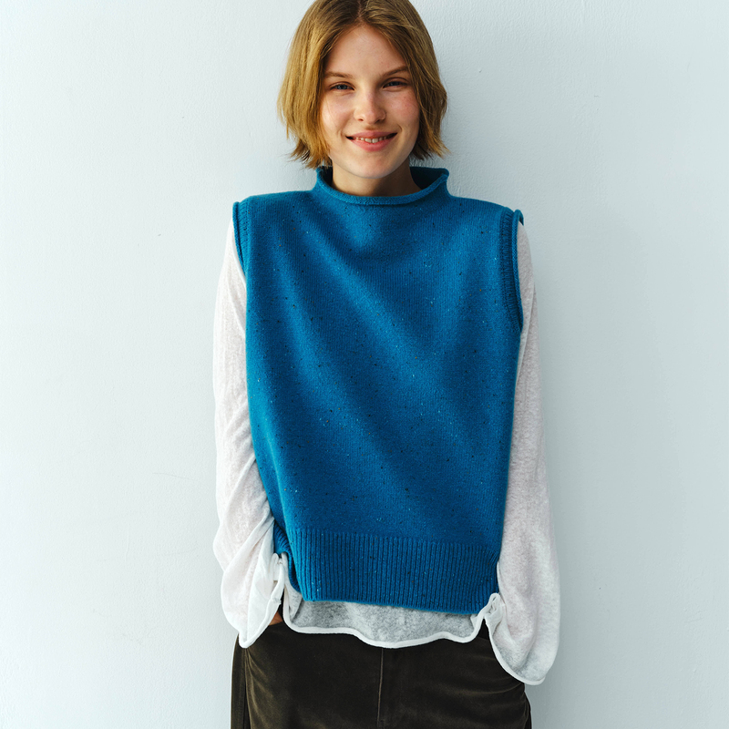 Sylene 100% Pointelle Yarn Wool Rolled Edge Vest