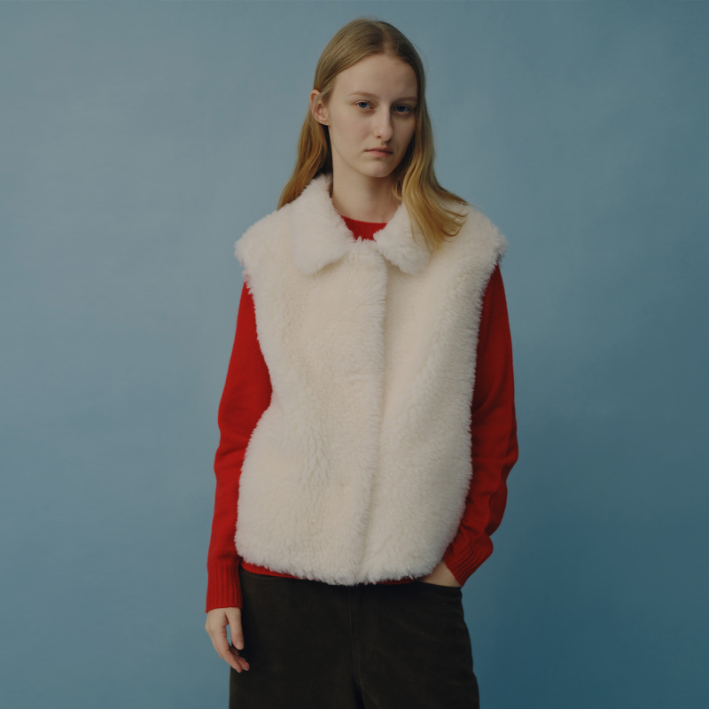 Sylene 100% Wool Fluffy and Soft Vest with a Wooly Feel