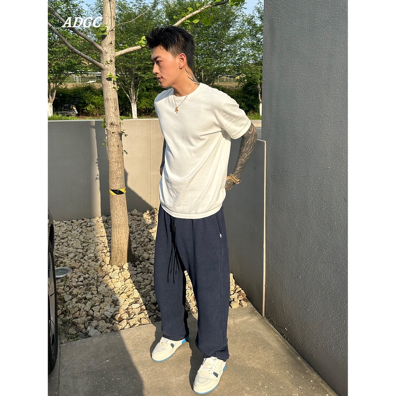 Adgc【Deep Sea Blues】Snake Scale Pattern Breathable Relaxed Casual Pants Men's Summer New Loose Scimitar Sweatpants Adgc【Deep Sea Blues】Snake Scale Pattern Breathable Relaxed Casual Pants Men's Summer New Loose Scimitar Sweatpants