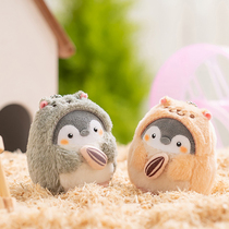 Cute positive energy penguin cross-dressing hamster holding melon seeds Plush doll bag pendant Japanese cartoon hanging gift