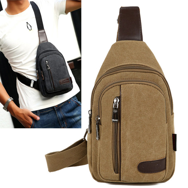 Bags 2024 ໃຫມ່ຜູ້ຊາຍຫນ້າເອິກຖົງ canvas bag crossbody bag men's bag shoulder bag Korean style small backpack casual waist bag