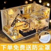 Simulation dream toy Glass house Creative cabin Music box Handmade wooden house Wooden Valentines Day four seasons mini