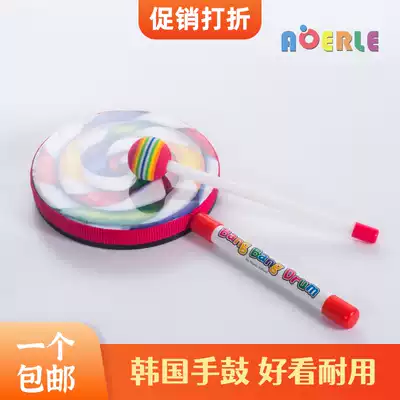Orff musical instrument toy tambourine parent-child music teaching aids lollipop drum Primary School wooden hand beating drum candy drum