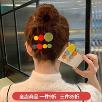 Cute one-line clip headdress hairclip edge clip girl ball hair accessory female Net red hair card candy color top clip