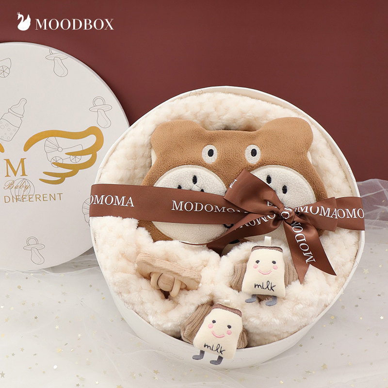 moodbox full moon newborn supplies baby gift box spring and autumn long sleeves cotton one-piece crawling suit ins cartoon set