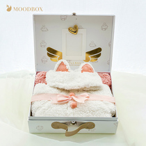 moodbox full moon newborn baby products lambskin one-piece romper ins cute cartoon dinosaur climbing suit gift box