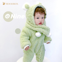 moodbox full moon newborn baby products ins winter warm padded faux lamb velvet scarf conjoined clothes