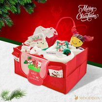 moodbox full moon newborn baby supplies set National tide Red Christmas One-piece climbing suit portable gift box