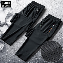 Ice silk pants mens summer ultra-thin high stretch quick-drying silky loose mesh air conditioning casual sports straight trousers