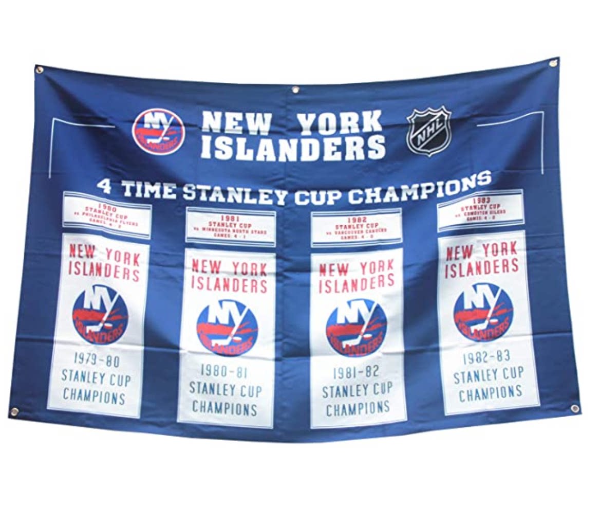 New York Islander Stanley Cup 4 time Champions Flag