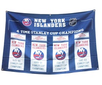 New York Islander Stanley Cup 4 time Champions Flag