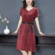 2020 mùa hè ăn mặc mới Broad Lady v cổ rắn Mid-Aged dress 550.421