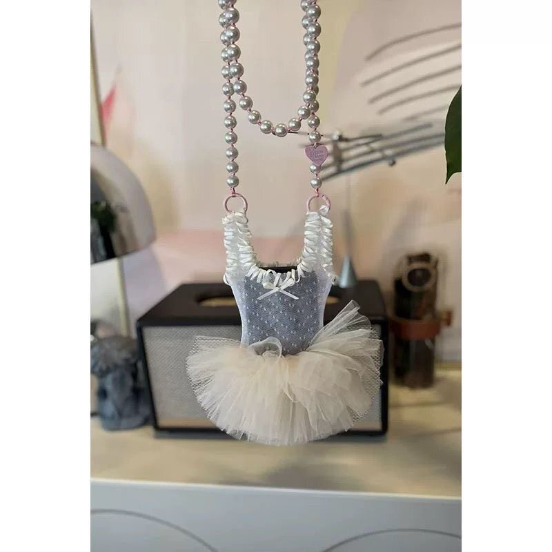 Ballet-style halter neck phone bag, lace cake skirt coin purse, shoulder bag, versatile storage bag, puffy skirt headphone bag