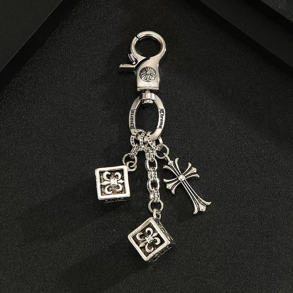 European and American style cross, military floral, dice, pants chain, keychain, multi-element key ring, retro and personalized bag pendant