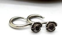 Collectible Ming Dynasty silk inlaid treasure bean sprout earrings-high-end silver jewelry boutique plum pattern earrings seiko earrings