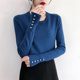2019 Fall đáy kiểu đan nữ mới của bên dài tay loose-fitting mặc một chiếc áo len áo thun