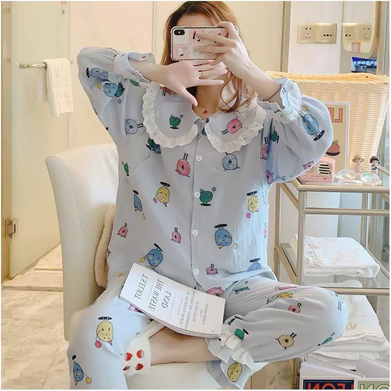 Dịch vụ giam can tháng 6 cho phụ nữ nằm, bộ phận mỏng mùa hè, cho con bú mùa hè sau sinh, bông gạc tinh khiết, đồ ngủ bà bầu, dịch vụ tại nhà cho phụ nữ, cho con bú - Giải trí mặc / Mum mặc