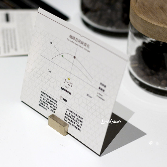 Brass vintage business card holder Card photo holder Coffee shop out of the meal display tray Coffee bean flavor card holder