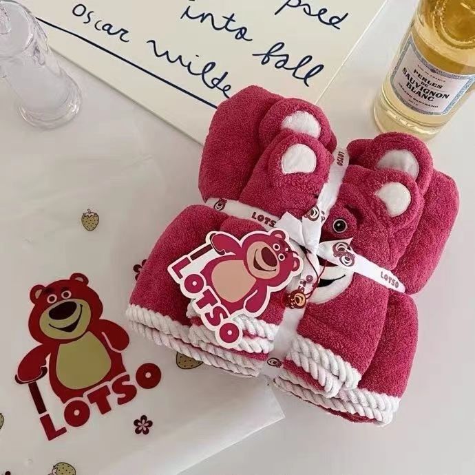 Strawberry Bear Bath Towel Set Water-Absorbent Soft Thickened Sassafras Quick-Drying Cotton Towel Water-Absorbent Dry Hair Cap Bath Towel Strawberry Bear Bath Towel Set Water-Absorbent Soft Thickened Sassafras Quick-Drying Cotton Towel Water-Absorbent Dry Hair Cap Bath Towel