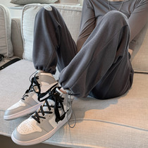 Sports Pants Woman Loose Bunches SPRING AUTUMN GREY WIDE LEG STRAIGHT DRUM SLIM NEW 2021 CASUAL SWEATPANTS TROUSERS LONG PANTS