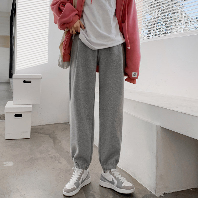 Grey Sports Pants Woman Loose Toe Casual Pants Straight Barrel Long Pants Spring Autumn Sweatpants 2021 New Pants Wins