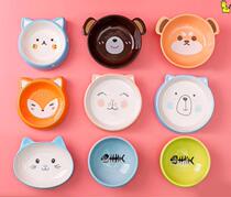 Dog bowl ins cat bowl Ceramic large diameter rice bowl bracket Crooked neck puppy live water slow food Dog bowl One-piece weighing