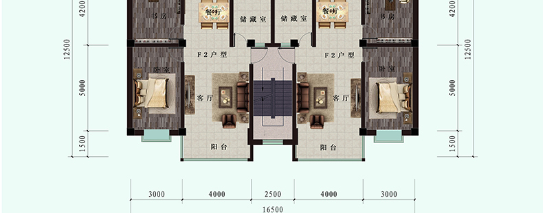 T1418室内家装彩平户型图彩平图自建公寓设计家装PSD分层素...-16