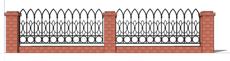 T434现代欧式风格围墙SU模型新古典风英法式小区围栏SKP格...-3