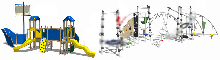 T1189创意儿童游乐设施游戏水上秋千景观sketchup/SU模型游玩...-14