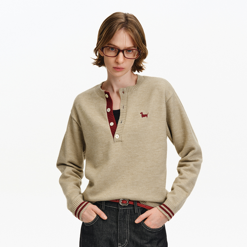 Pclp Intercolor Henry Collar Sweater, Loose Retro Trendy Lazy Couple Pullover Long-Sleeve Knitwear for Spring and Autumn Pclp Intercolor Henry Collar Sweater, Loose Retro Trendy Lazy Couple Pullover Long-Sleeve Knitwear for Spring and Autumn