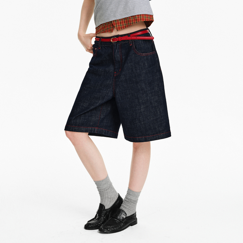 Pclp Red Line Original Straight-Leg Five-Point Pants, Trendy Summer Straight-Leg Mid-Length Casual Shorts