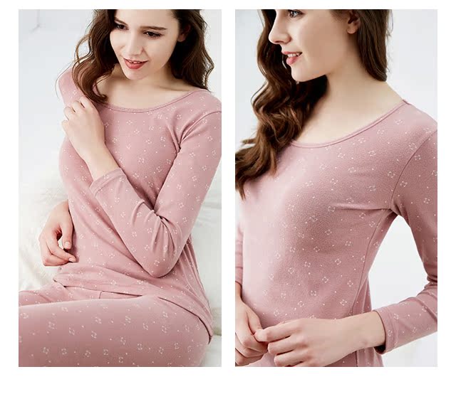 Top đồ lót dưa dưa nhiệt nam và nữ Qiuyi Qiuku dày và mỏng lông nhung tròn cổ áo sơ mi cotton quần áo ấm