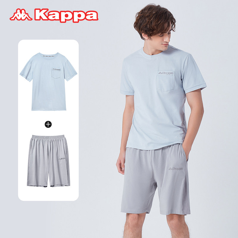 Kappa 卡帕 2022年夏季新款 情侣款冰瓷棉短袖家居服 KP2H04 双重优惠折后¥99包邮 2色可选