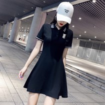 Cotton plol shirt womens dress 2019 summer short slim slim sports style A- line dress waist temperament students