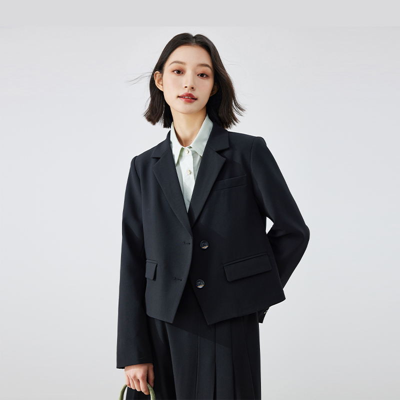 Miss Bird's Interview Formal Attire Black Workplace Outfit Blazer Women's Spring Petite Short Suit Set Miss Bird's Interview Formal Attire Black Workplace Outfit Blazer Women's Spring Petite Short Suit Set