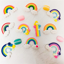 Baking decoration DIY rainbow clouds stars Rainbow colored clay ornaments Cake ornaments accessories inedible