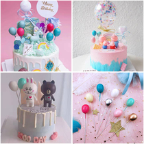 Colorful three-dimensional wire balloon birthday cake decoration plug-in card childrens birthday party dessert table decoration