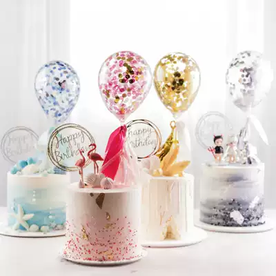 Cake wafer transparent balloon creative dessert table Exquisite cake plug-in card ins transparent balloon decoration ornaments