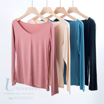 Ladys autumn clothes female inside wearing thin section V collar spring autumn single piece jacket Winter Modale close-fitting warm underwear beating undershirt
