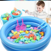 Fishing toys for children magnetic magnet hand eye plate fish pond parent-child 12 home magnetic children kitten kindergarten