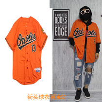 European and American plus size baseball uniforms trades hip hop hip hop hiphop loose jersey cardigan short sleeve T-shirt men and women
