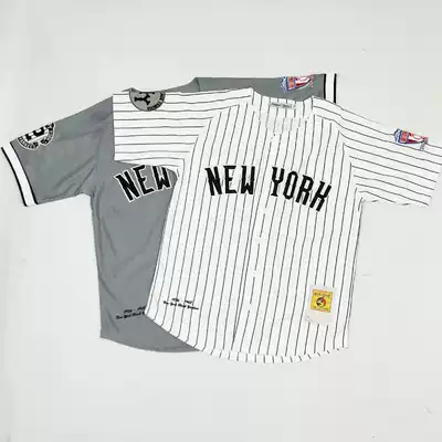 Hip-hop hiphop hip-hop big size baseball suit NY Yankee Yankee Yankee team short-sleeved open jacket t-shirt jersey for men and women