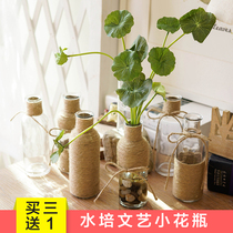 Building life wide mouth small glass vase ornaments simple hydroponic transparent vase coffee shop zakka flower bottle